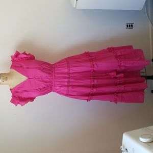 J.Crew tiered dress with pom poms